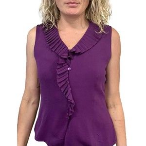 Doncaster 100% Silk Purple Sleeveless Blouse Size 10, New With Tags